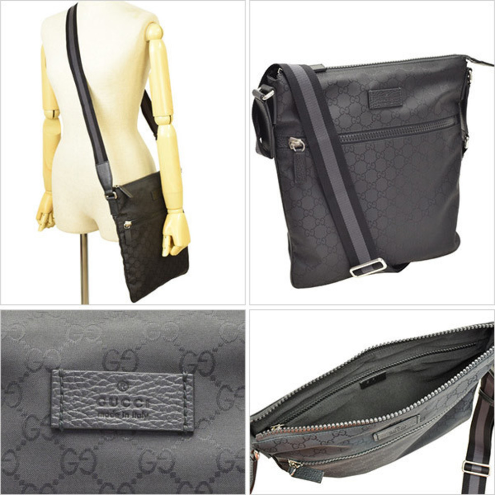 Gucci Outlet Bag Purse GG Shoulder Black Nylon